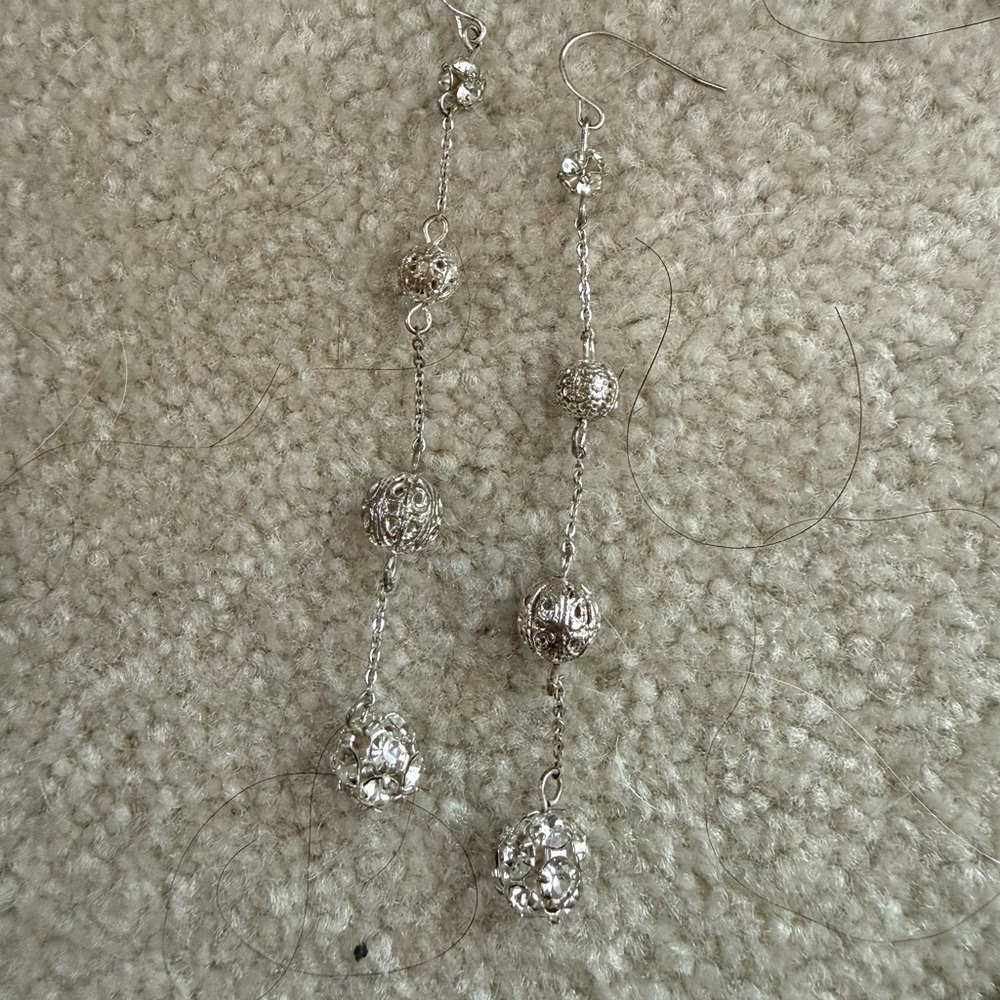 Silver Filigree Drop Earrings - Women Jewelry